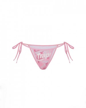 Trapstar Womens Hyperdrive Bikini Tie Side Bottoms Pink | TS-65093